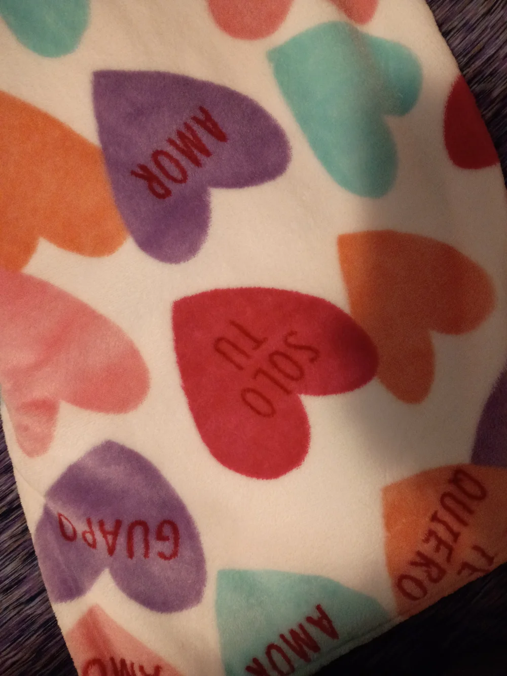 Hearts Romantic~ Spanish Phrases Plush Throw Blanket